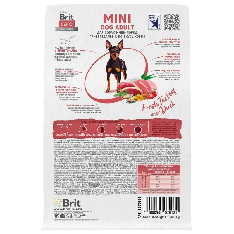 Корм Brit Care Adult Mini Delicious Taste (Индейка и утка) для собак