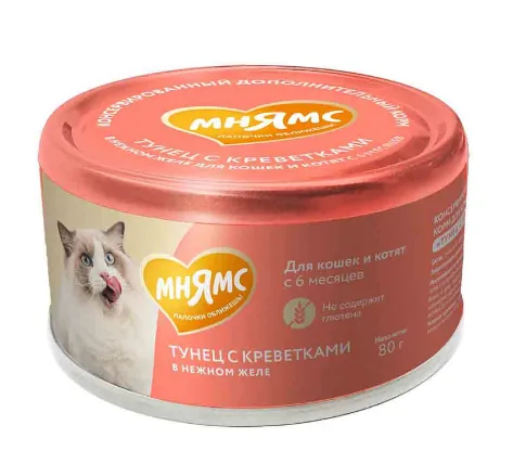 Мнямс Тунец с креветками в нежном желе для кошек и котят