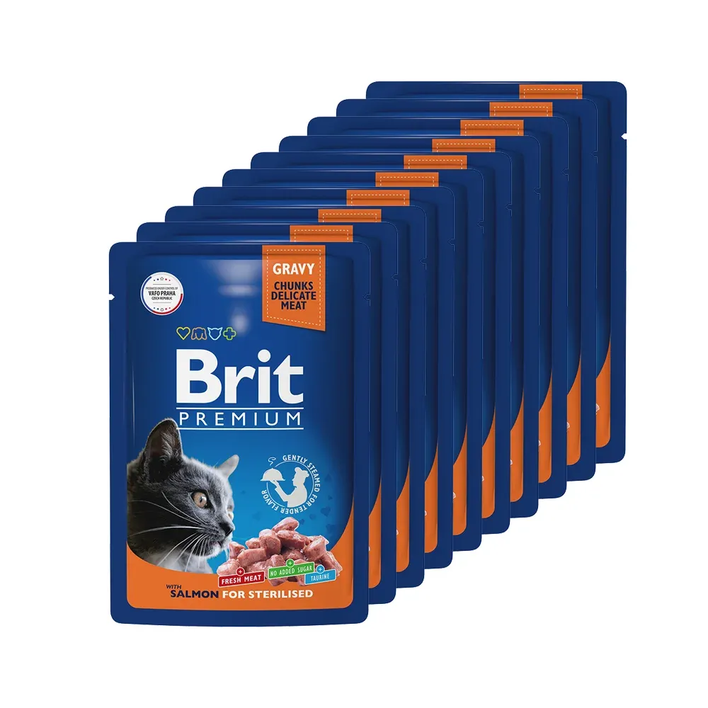Brit Premium Пауч для стерилизованных кошек (Лосось в соусе)