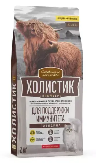 Деревенские лакомства Холистик Премьер для поддержки иммунитета кошек (Говядина)