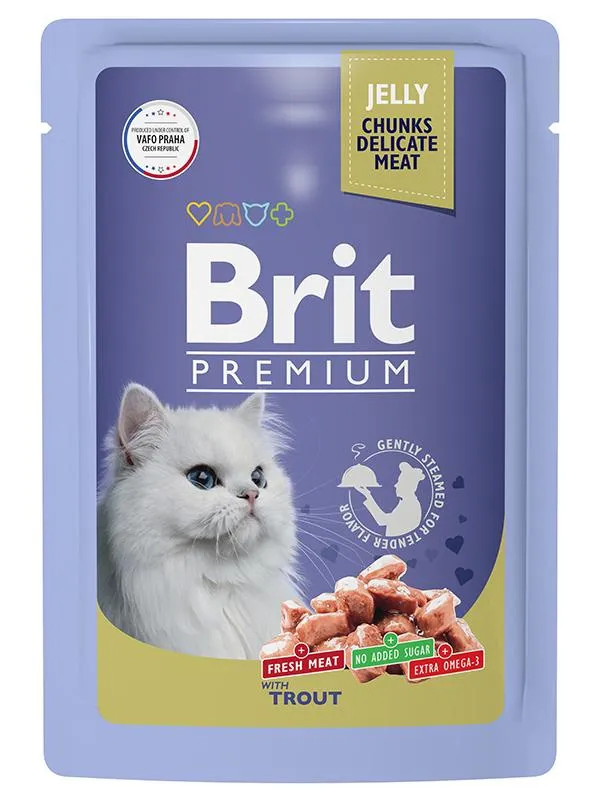 Brit Premium Пауч для взрослых кошек (Форель в желе)