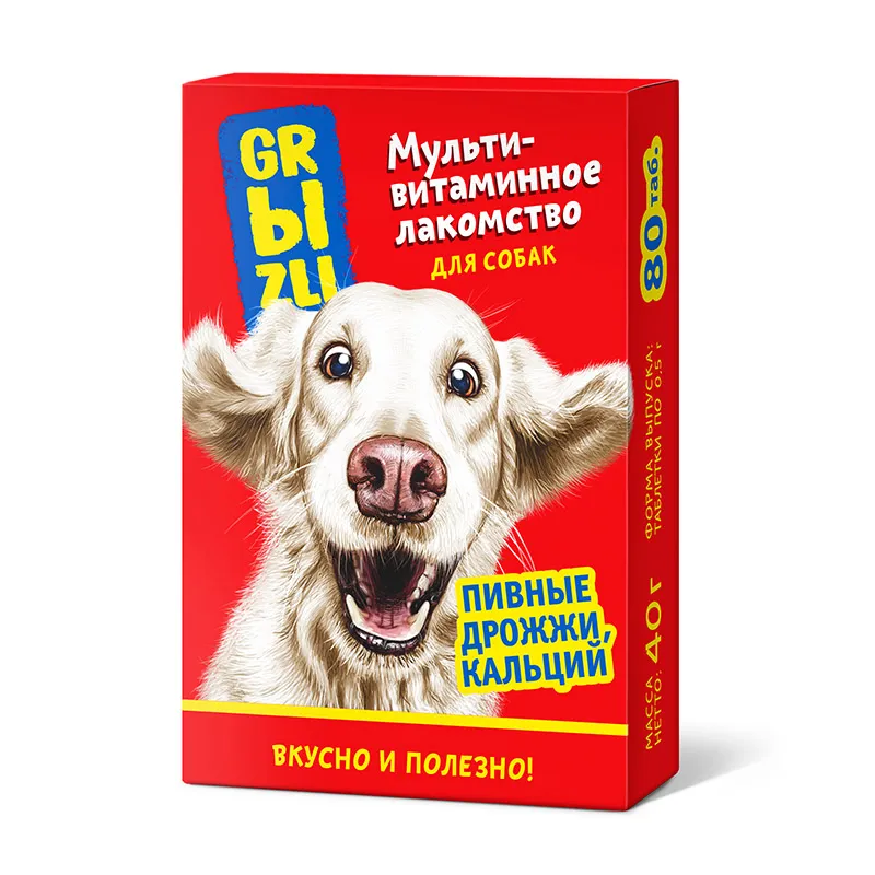 GRЫZLI Лакомство мультивитаминное для собак, 80 таб