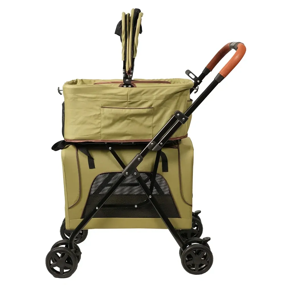 Mr.Kranch Коляска прогулочная для собак и кошек двойная оливковая