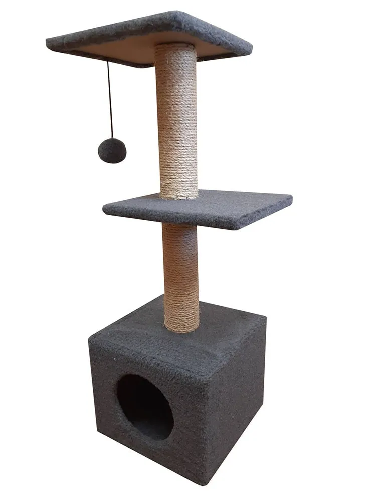 Cat House Когтеточка "Домик с 2-мя полками", 100 см, сизаль