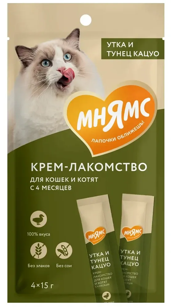 Мнямс Крем-лакомство с тунцом Кацуо и уткой