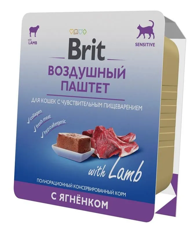 Brit Premium Воздушный паштет для кошек с чувствительным пищеварением (Ягненок), 100 г