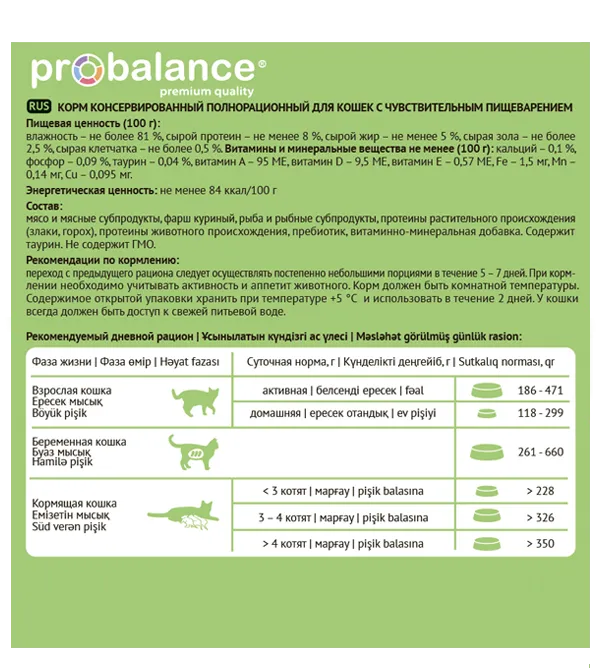 ProBalance Консервированный корм Sensitive Cat ProBalance Консервированный корм Sensitive Cat
