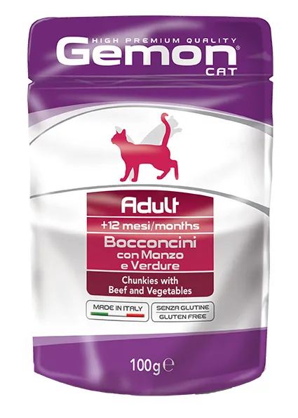 Gemon Pouch Cat Adult Beef/Veg, 100 г