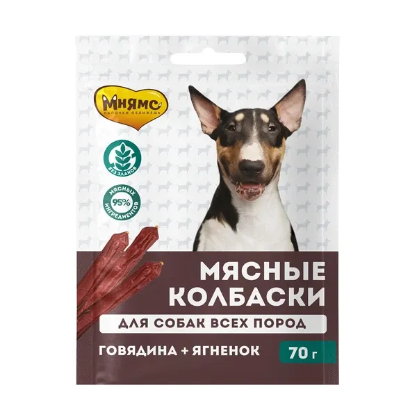 Мнямс Мясные колбаски с говядиной и ягненком, 70 г