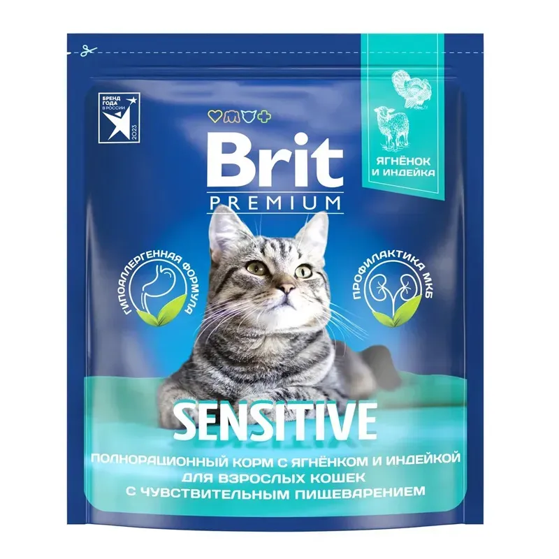 Корм Brit Premium Cat Sensitive (Ягненок, индейка) для кошек