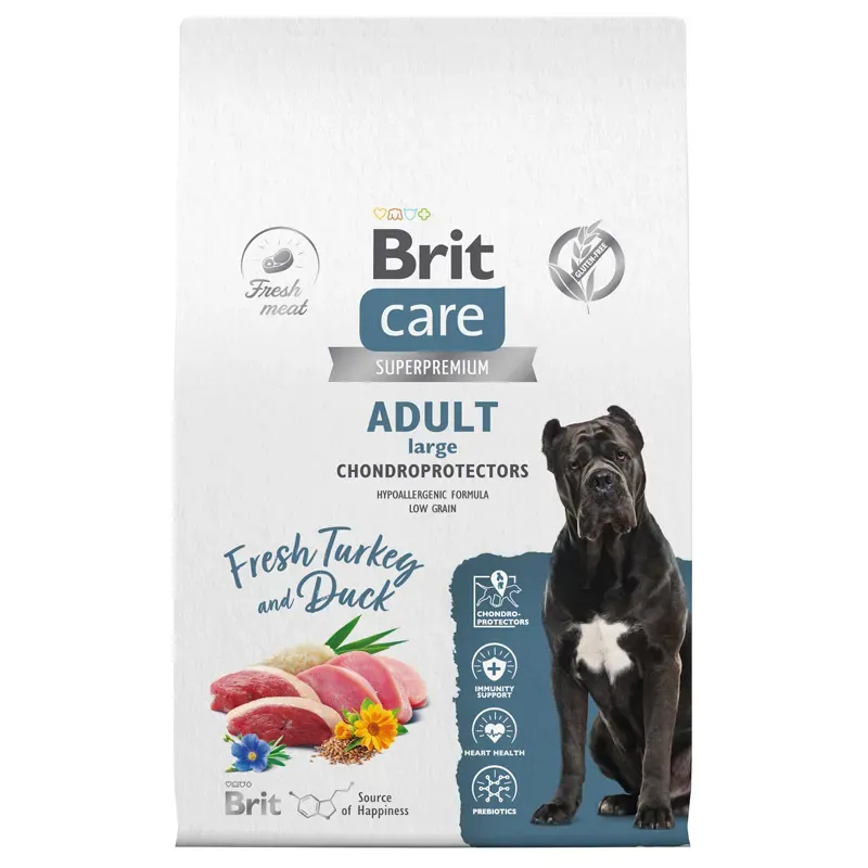 Корм Brit Care Dog Adult Large Chondroprotectors (Индейка, утка) для собак