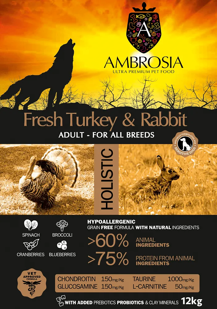 AMBROSIA Adult All Breeds (Индейка, кролик)