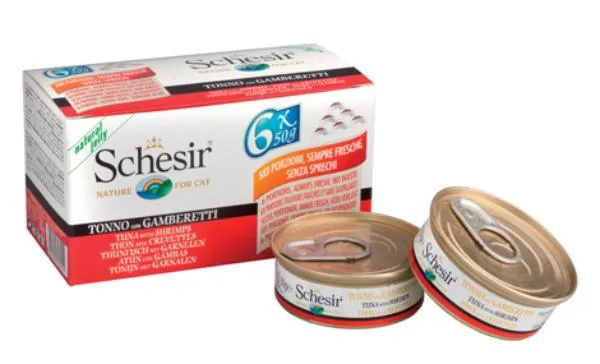 Schesir Tuna Shrimps Box (Тунец, креветки), 6 шт х 50 г