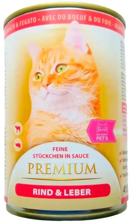 My Happy Pets Premium Консервы для кошек (Говядина, печень), 415 г