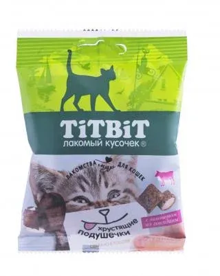 ТИТБИТ Хрустящие подушечки для кошек с паштетом из говядины