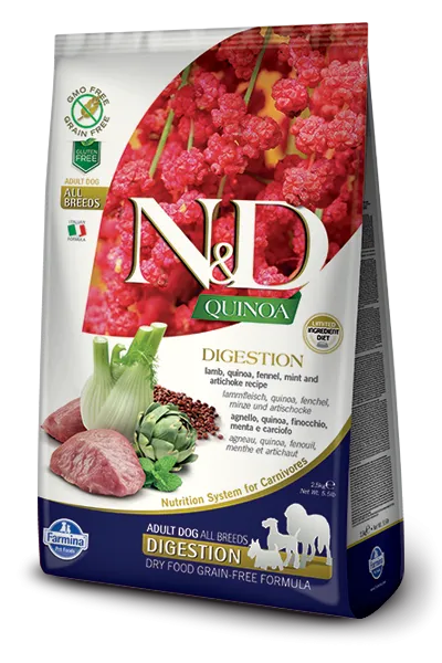 Farmina N&D Quinoa Digestion Adult All Breeds (Ягненок, киноа, фенхель, мята), 800 г