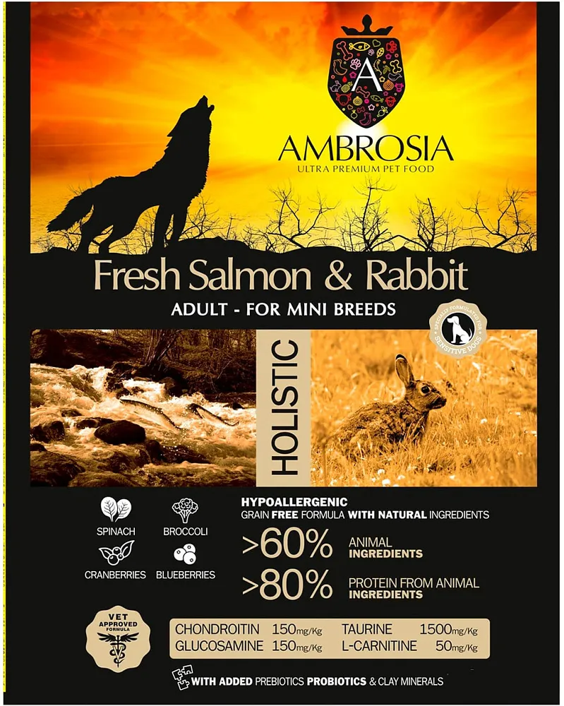 AMBROSIA Adult Mini Breeds (Лосось, кролик)