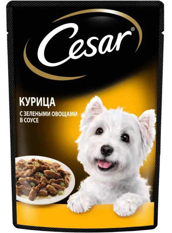 Cesar для взрослых собак (Курица с зелеными овощами)