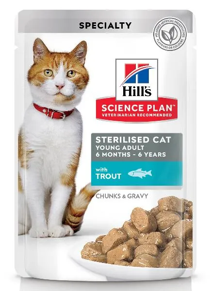 Hill"s Science Plan Влажный корм для молодых стерилизованных кошек и кастрированных котов (форель) 85 г
