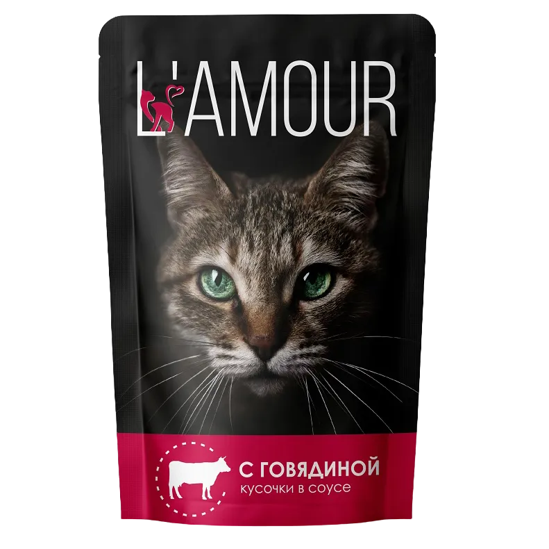 L’AMOUR для кошек с говядиной в соусе
