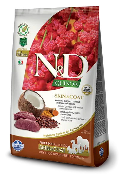 Farmina N&D Quinoa Skin & Coat Adult All Breeds (Оленина, киноа), 800 г
