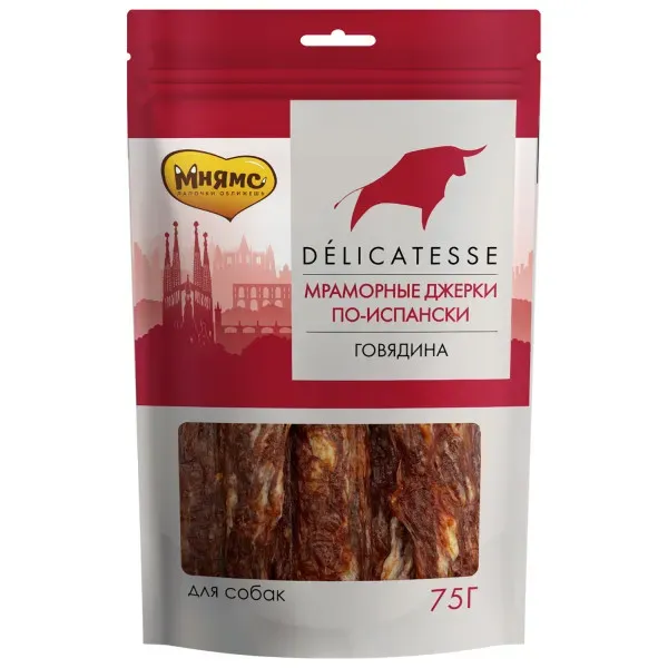 Мнямс Лакомство для собак Мраморные джерки по-испански, 75 г