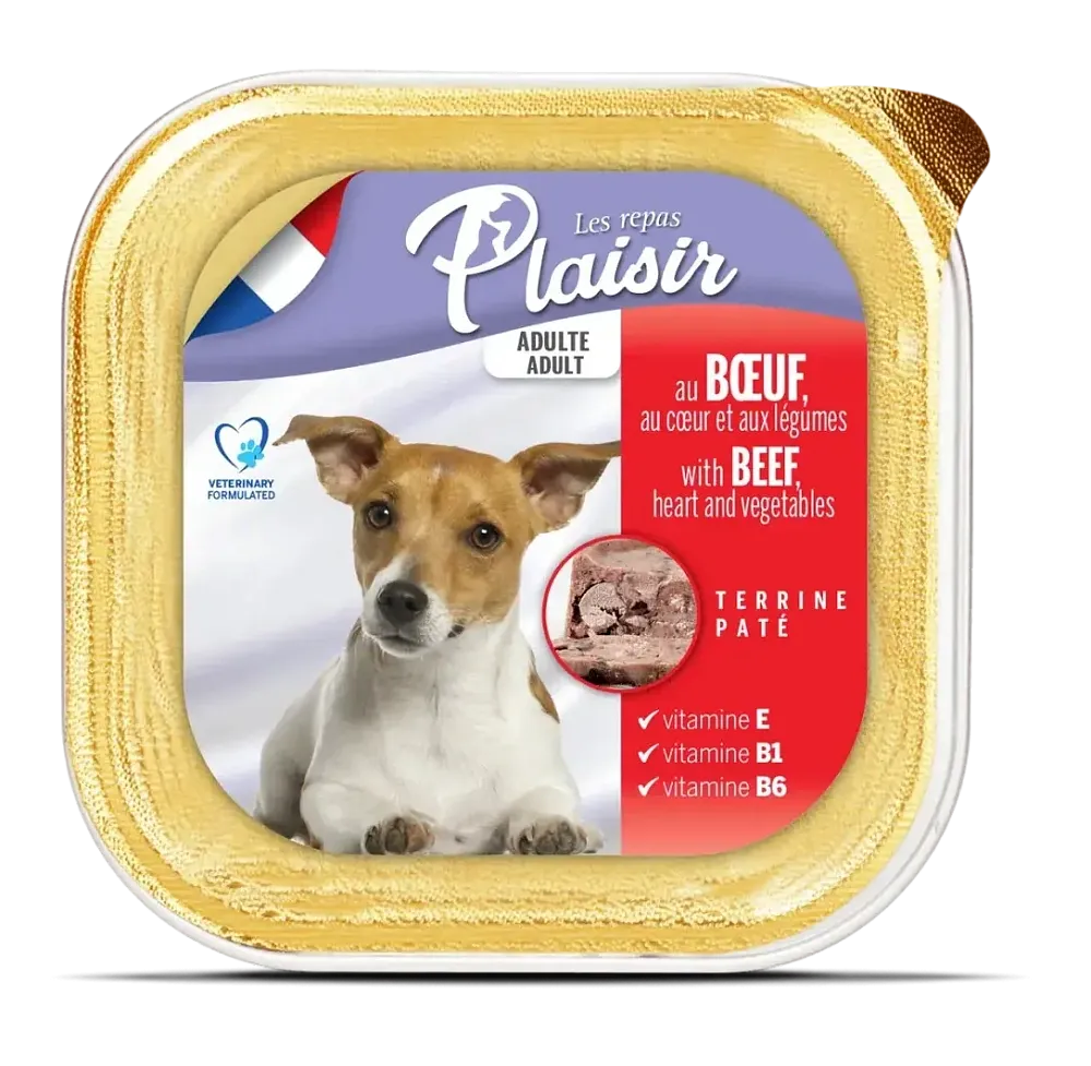 Plaisir Паштет для собак (Говядина, сердце и овощи)