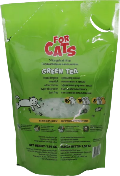 FOR CATS Наполнитель силикагелевый (зеленый чай)