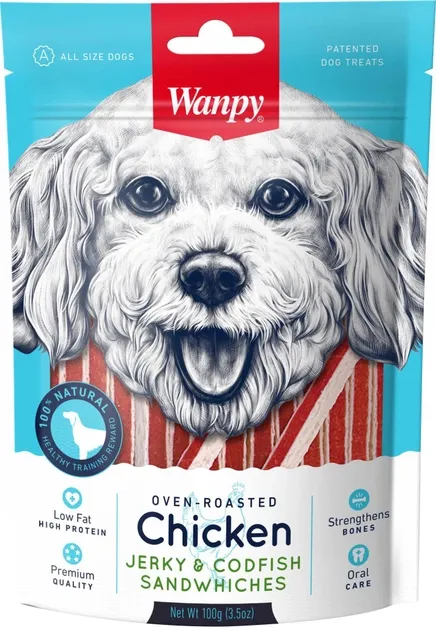 Wanpy Dog Курица с треской в форме сэндвича