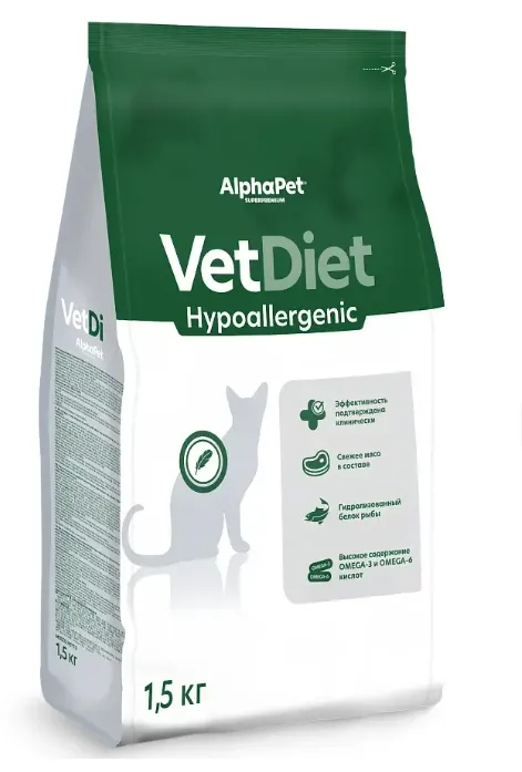 AlphaPet Vet Diet Cat Диетический корм для взрослых кошек при пищевой аллергии