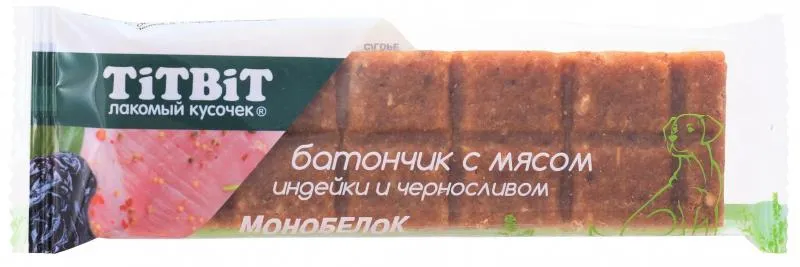 ТИТБИТ Батончик с мясом индейки и черносливом, 40 г