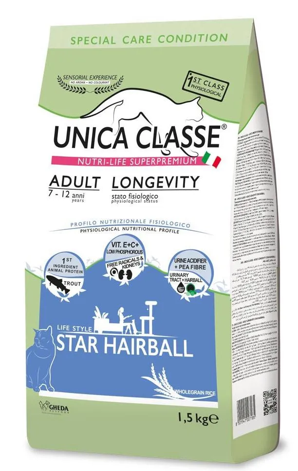 Unica Classe Adult Longevity Star Hairball (Форель) 1,5 кг