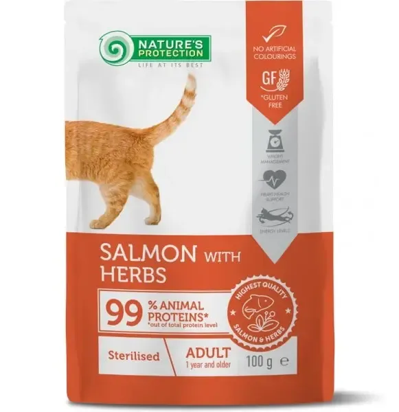 Nature"s Protection Консервы Adult Sterilised (Лосось и травы), 100 г