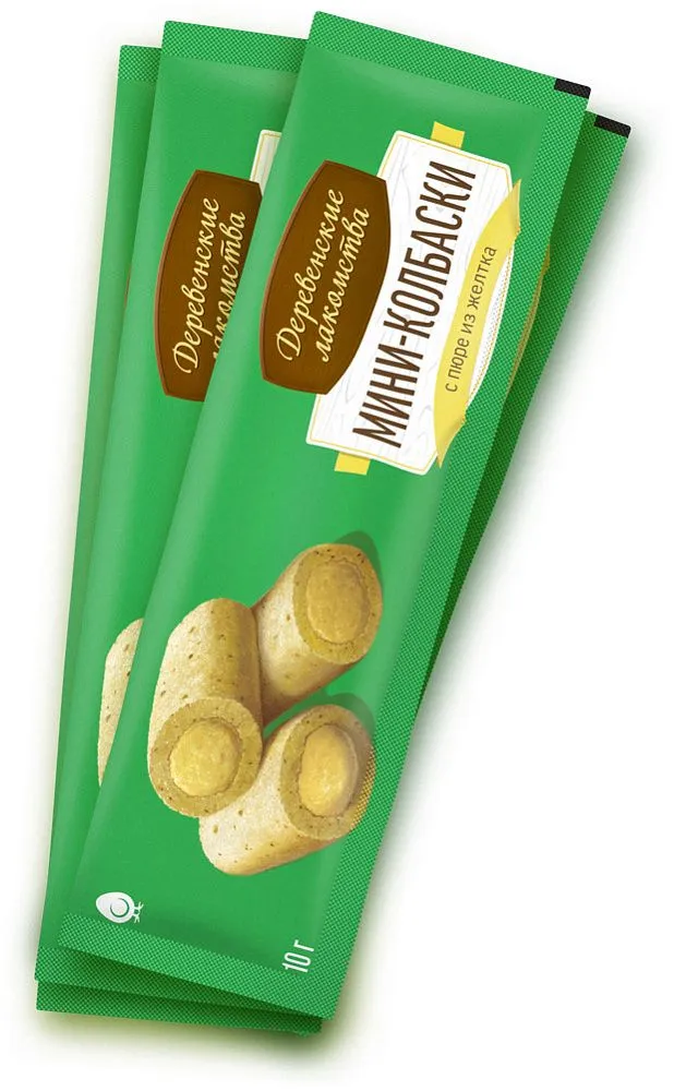 Мини-колбаски с пюре из желтка для кошек