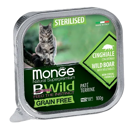 Monge Консервы BWild GF Sterilised Cat (Кабан, овощи),100 г