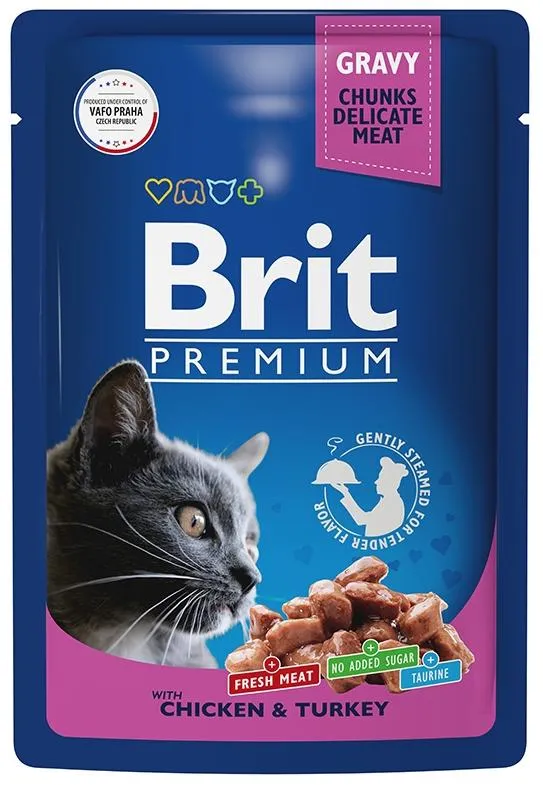 Brit Premium Cat Pouches (Курица, индейка)