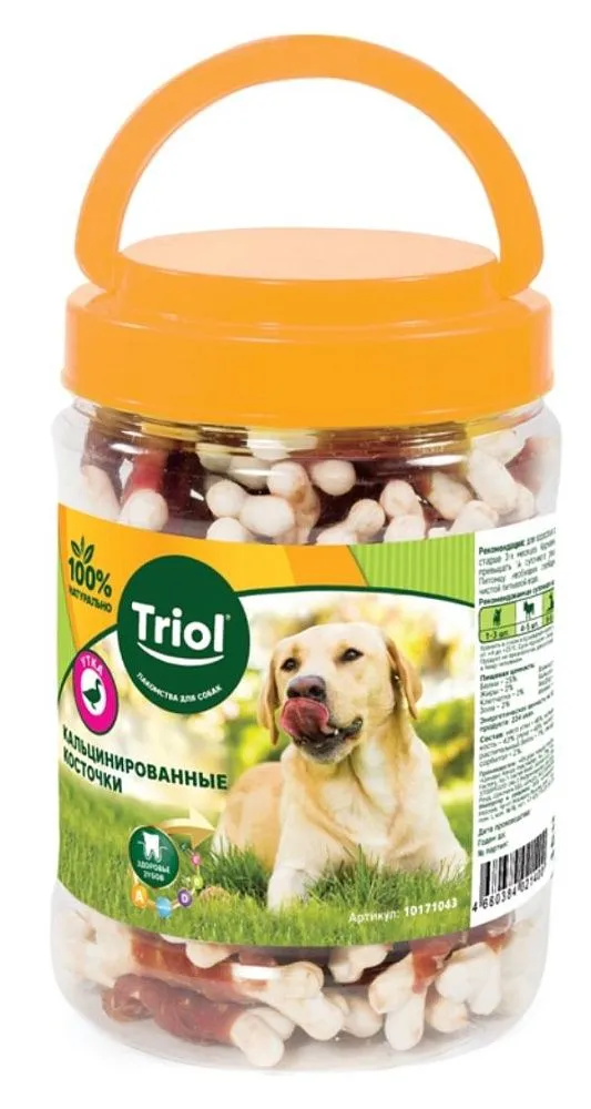 Triol Косточки кальцинированные с уткой для собак