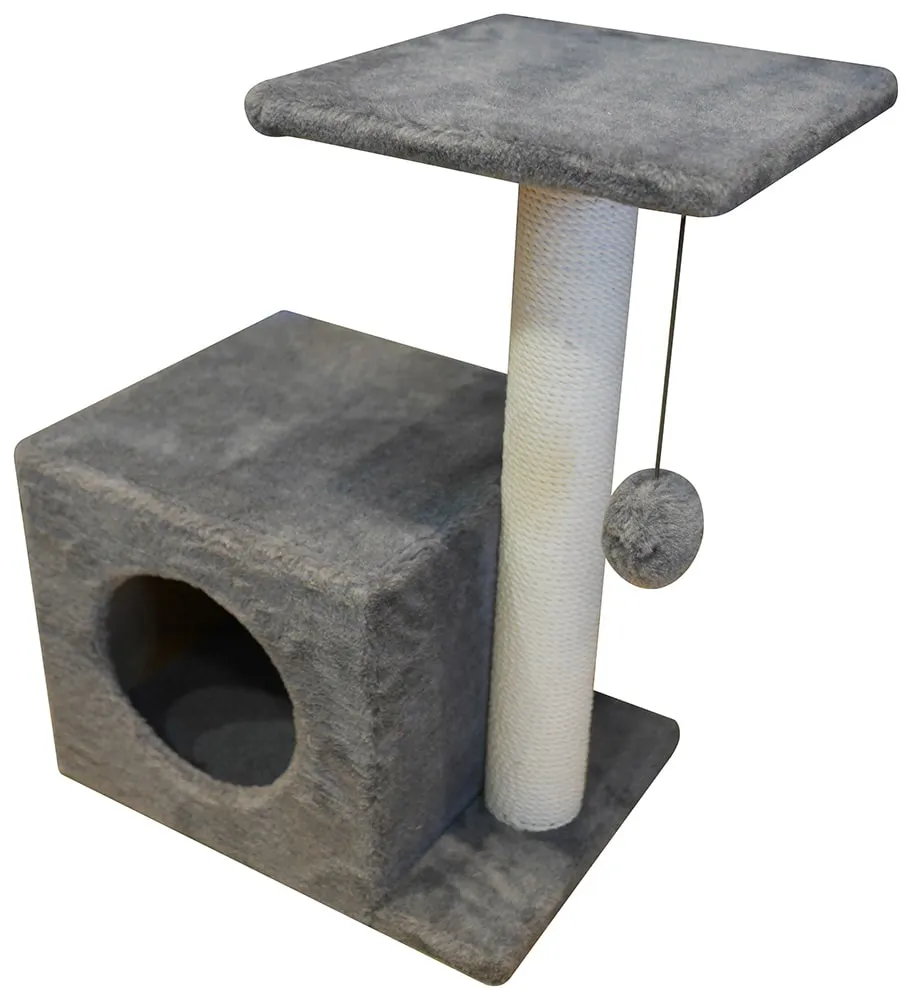 Cat House Когтеточка "Домик с боковой полкой", 58 см, хлопок