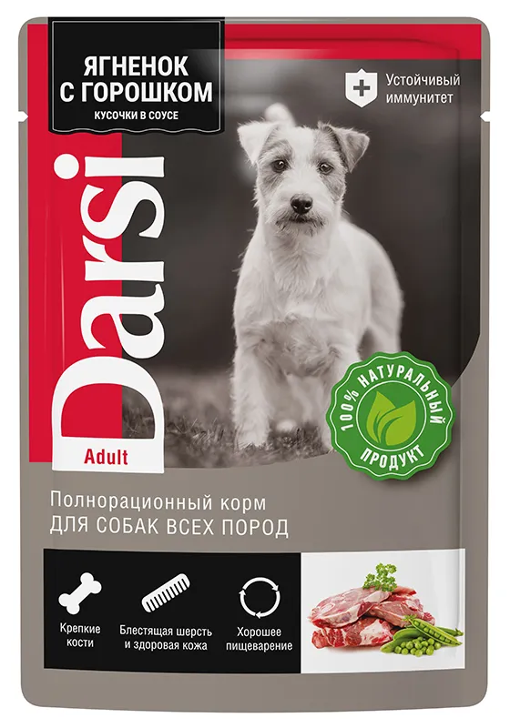 Darsi Adult Пауч для собак (Ягненок с зеленым горошком), 85 г