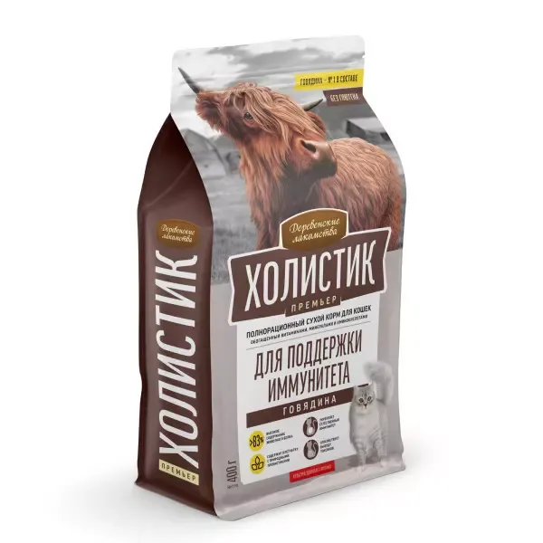 Деревенские лакомства Холистик Премьер для поддержки иммунитета кошек (Говядина)