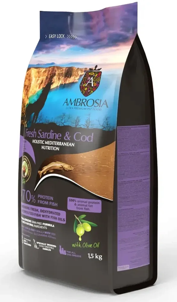 AMBROSIA Mediterranean Sterilised/Senior (Сардина, треска)