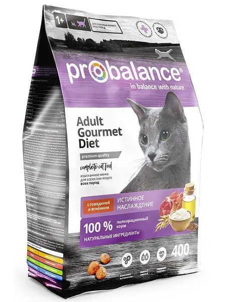 Корм Probalance Cat Adult Gourmet Diet Beef & Lamb для кошек