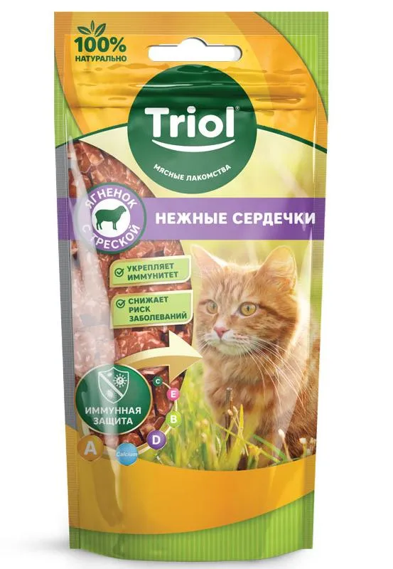 Triol Нежные сердечки из ягненка с треской для кошек
