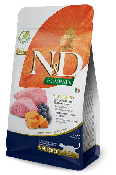 Корм Farmina N&D GF Pumpkin Neutered Cat (Ягненок, тыква и черника) для кошек