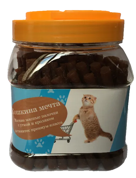 Домашний деликатес "Мягкие мясные палочки утка и кролик" 500 г