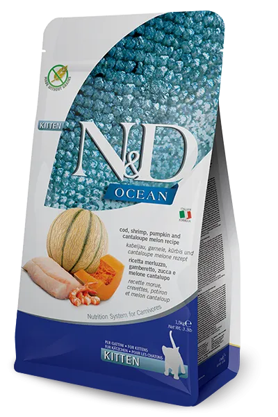 Farmina N&D GF Ocean Kitten (Треска, креветка, тыква и дыня)