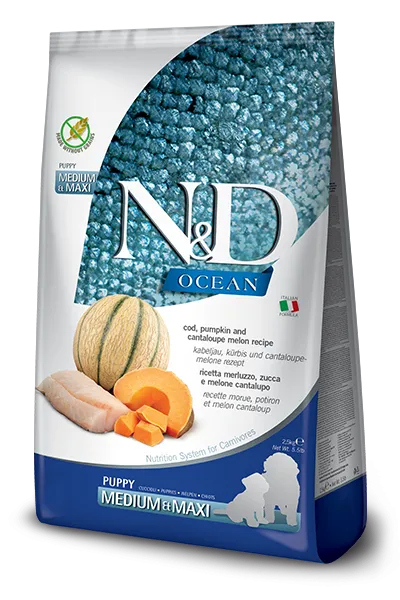 Farmina N&D Ocean GF Puppy Medium & Maxi (Треска, тыква и дыня)