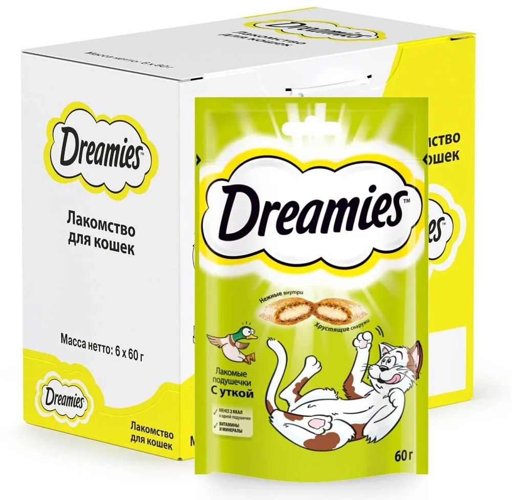 Dreamies Подушечки для кошек с уткой