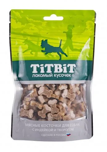 ТИТБИТ Косточки мясные для собак с индейкой и творогом