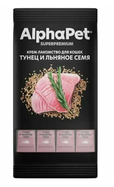 AlphaPet Superpremium Крем-лакомство с тунцом и льняным семенем